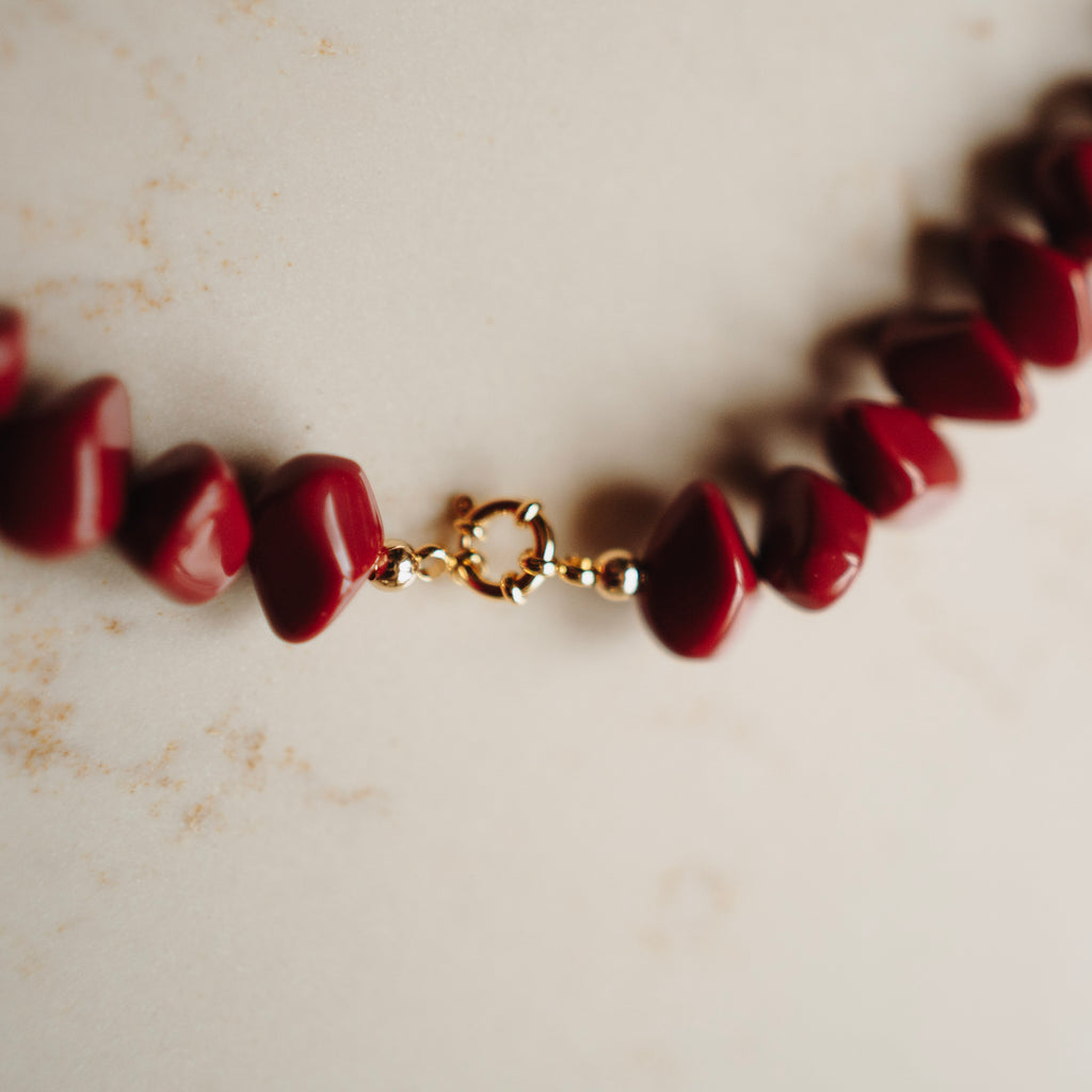 Collier Fiep - Pebble Wijnrood