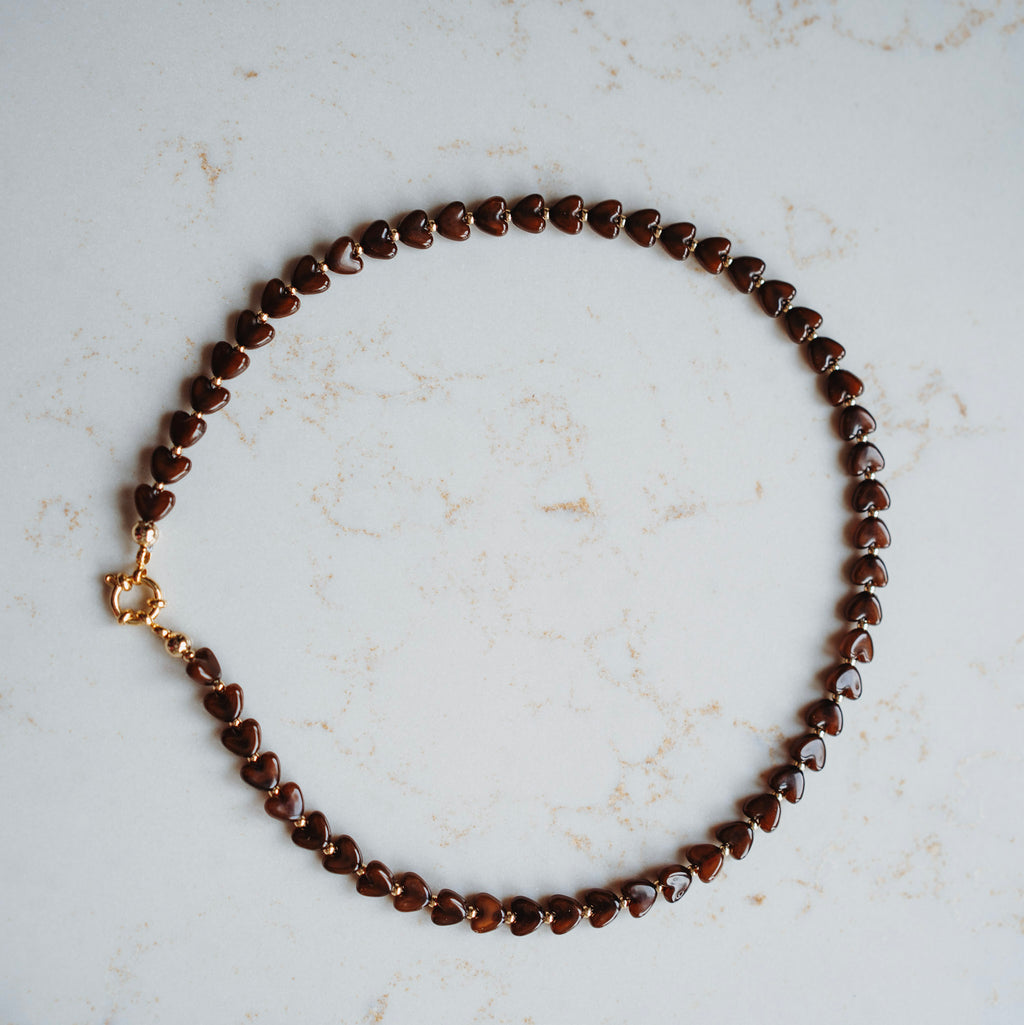 Collier Linda - hartjes bruin