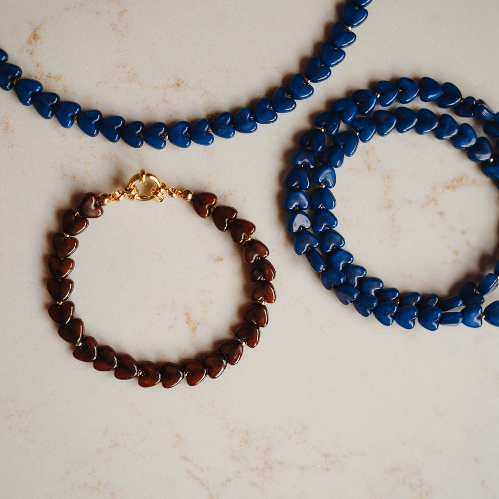 Armband Roos - Hartjes blauw