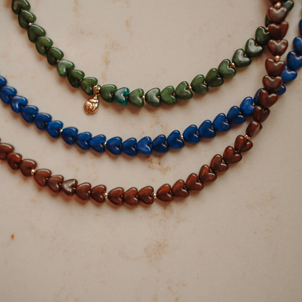 Collier Jessica - hartjes groen met bedel