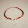 Collier Mies - Rond Terra Roze - met vergulde kralen