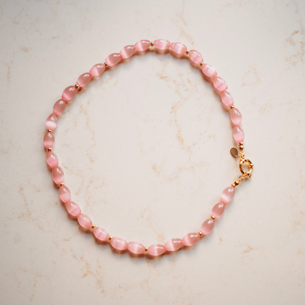 Collier Katinka - roze cateye effect