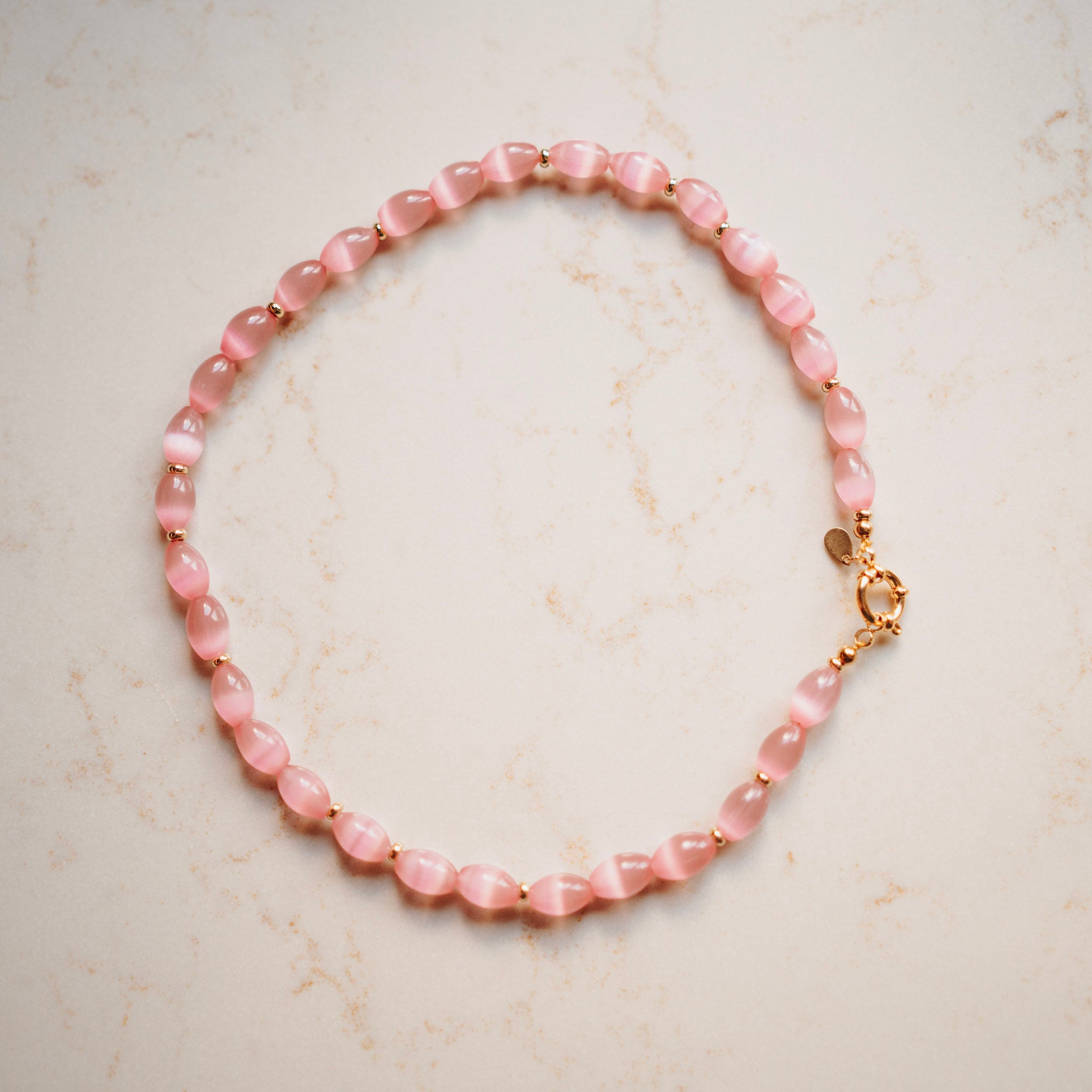 Collier Katinka - roze cateye effect