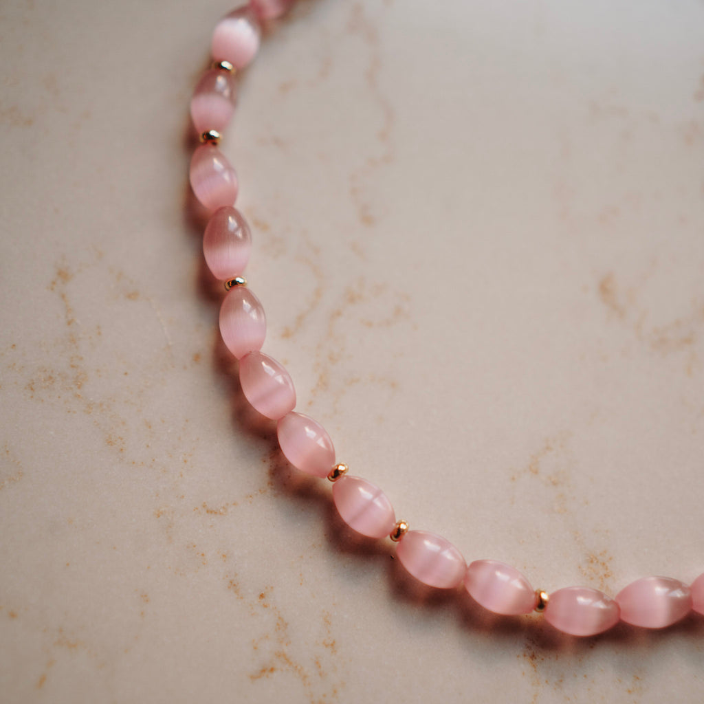 Collier Katinka - roze cateye effect