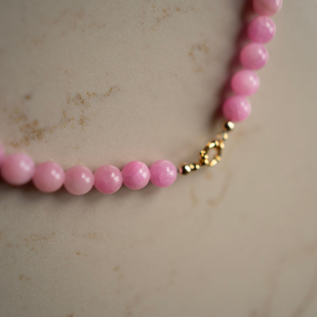 Collier Echte Jade - Rond Roze