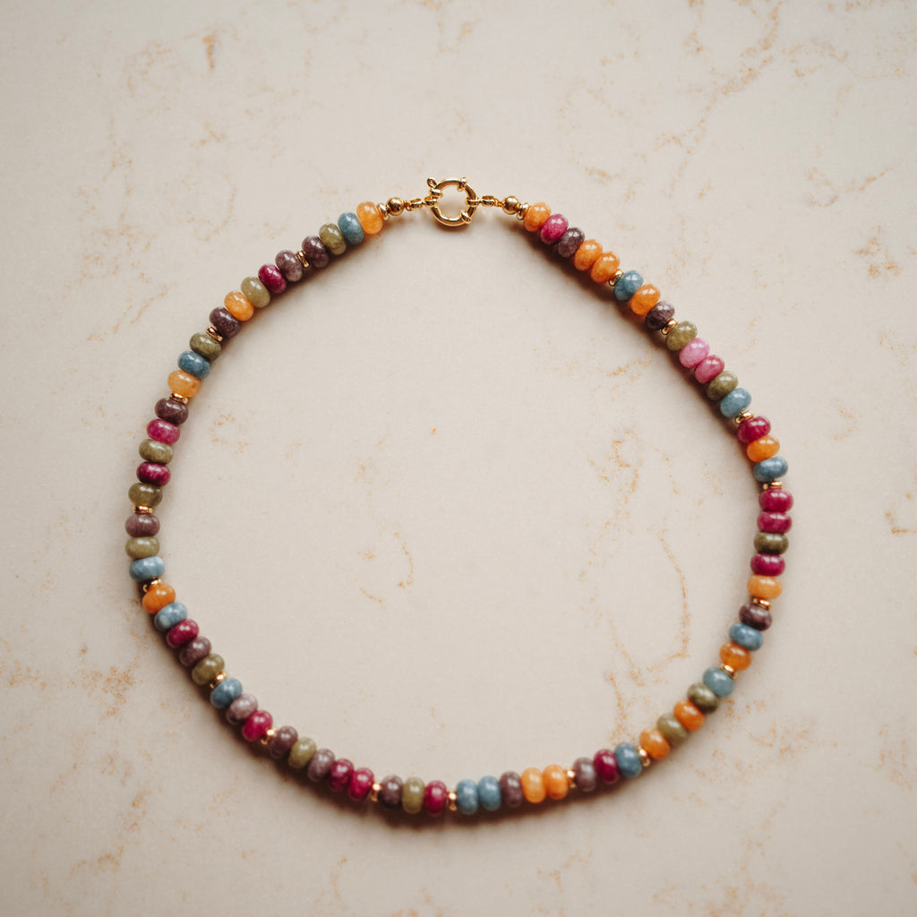 Collier Norah - Echte Jade - Multicolor rondel