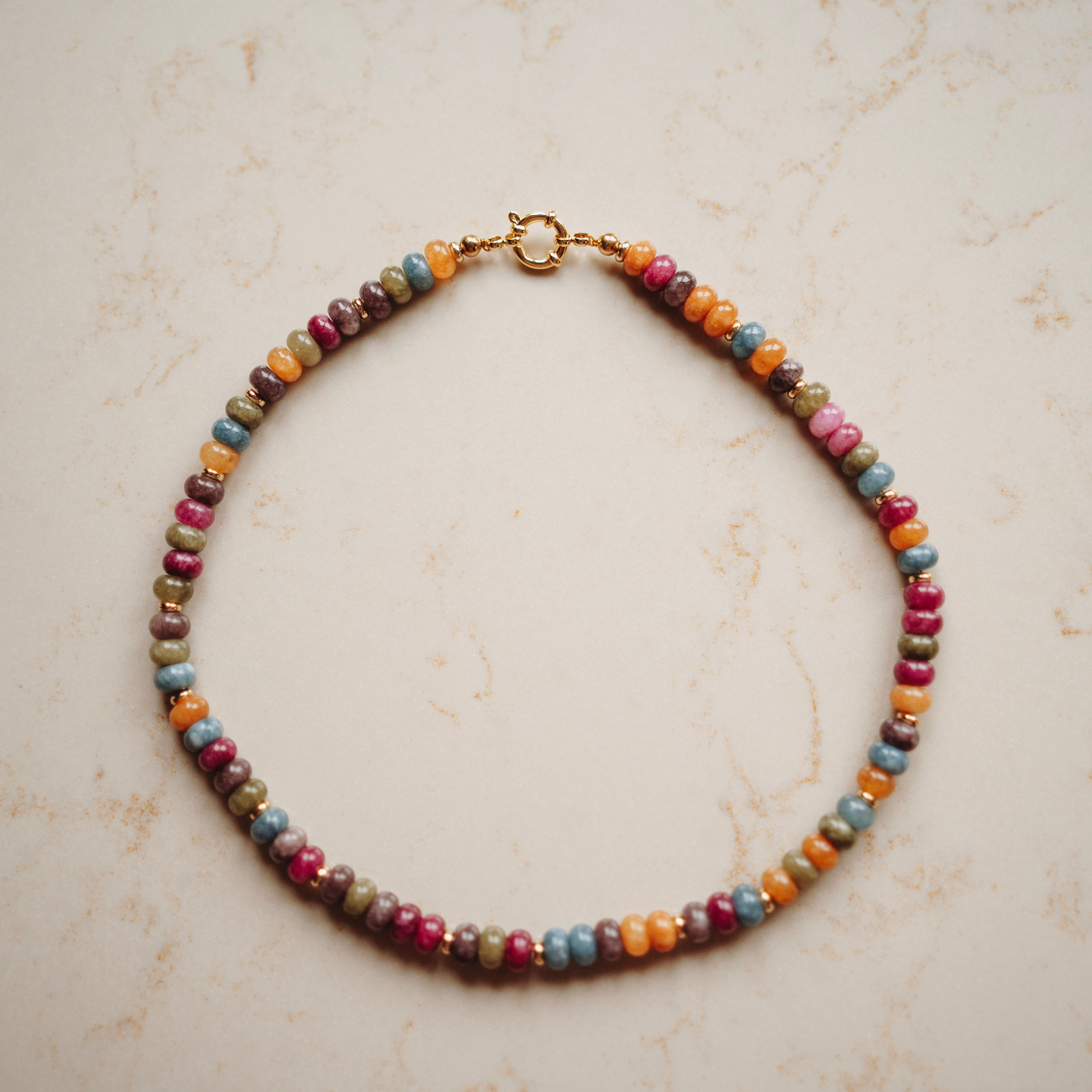 Collier Norah - Echte Jade - Multicolor rondel
