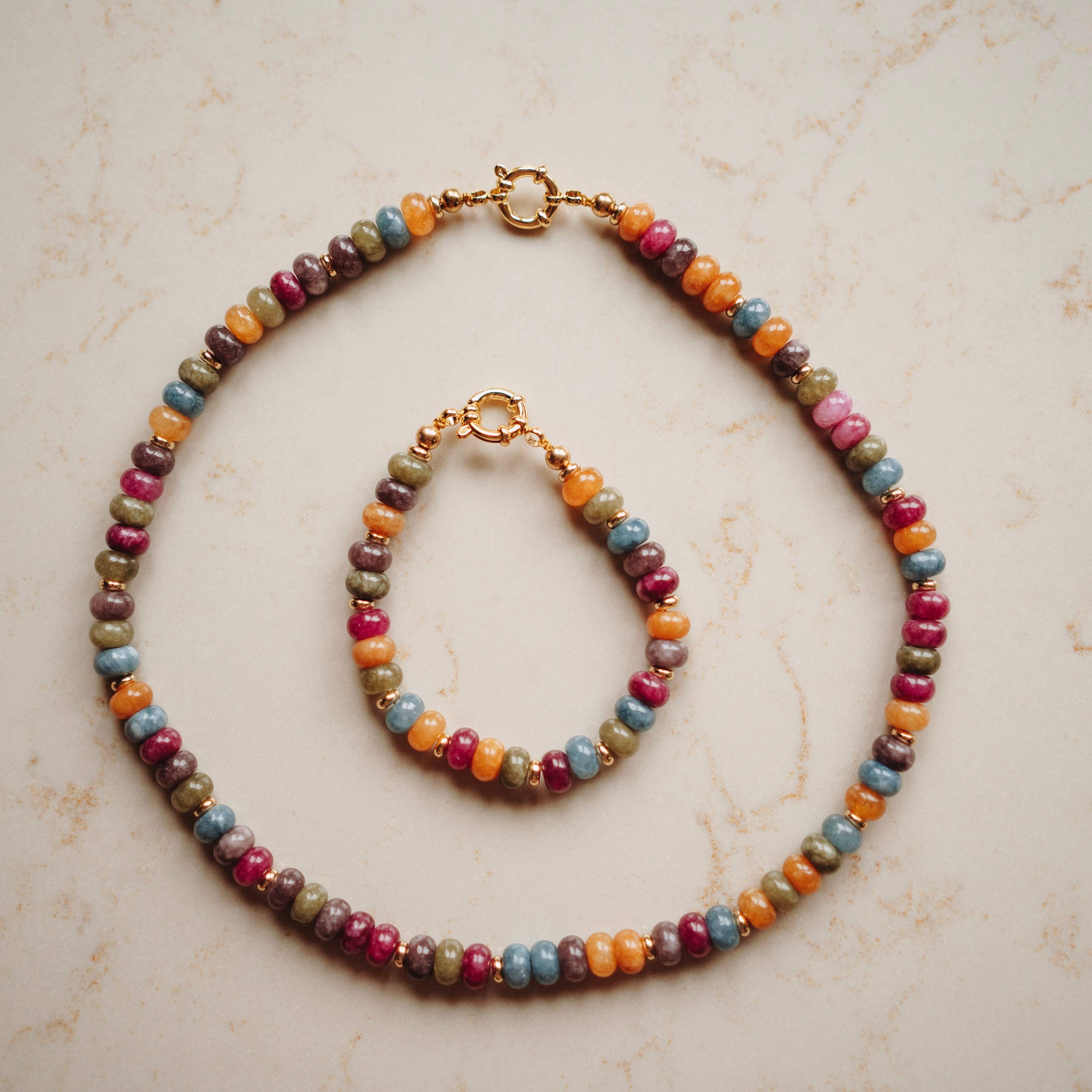 Collier Norah - Echte Jade - Multicolor rondel