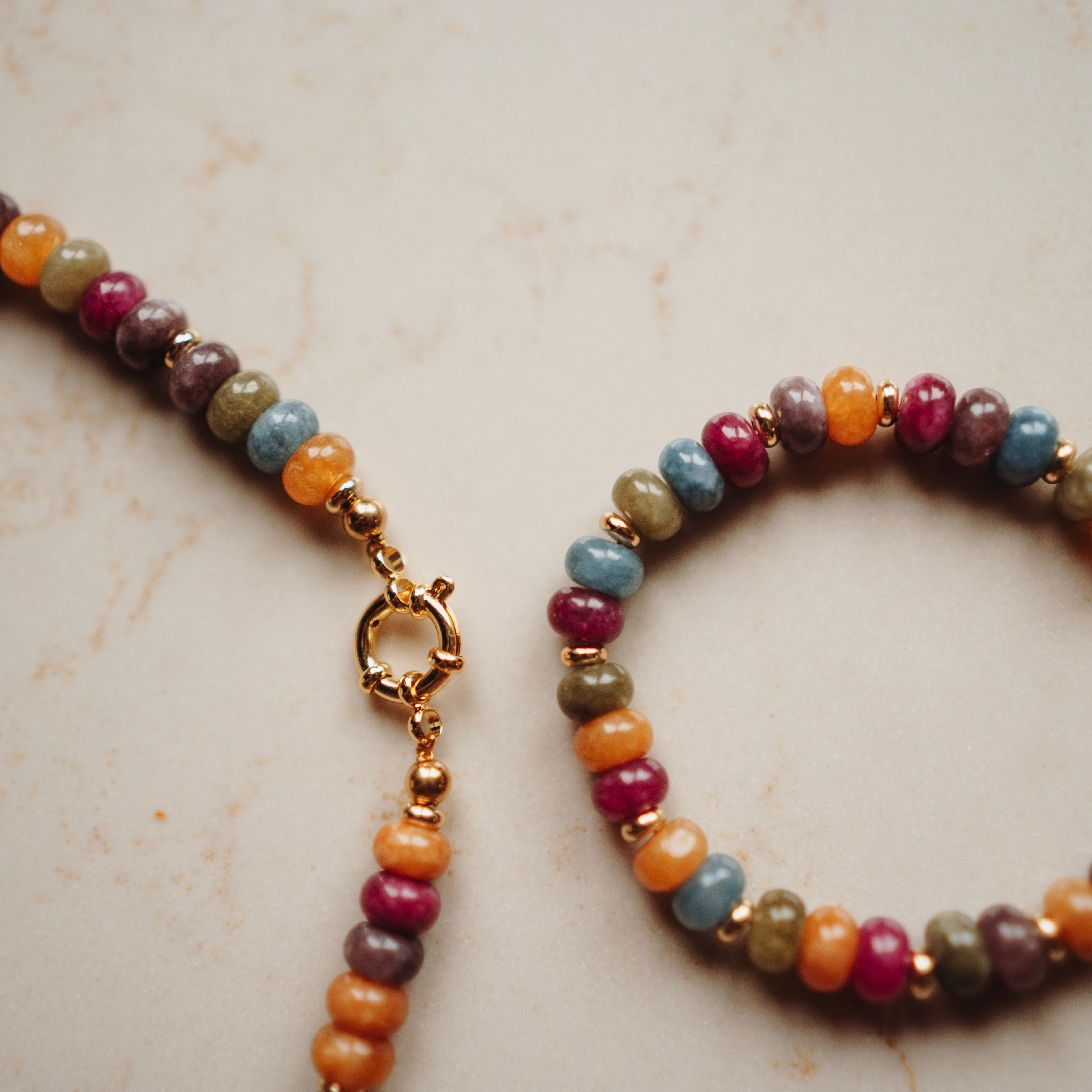 Collier Norah - Echte Jade - Multicolor rondel