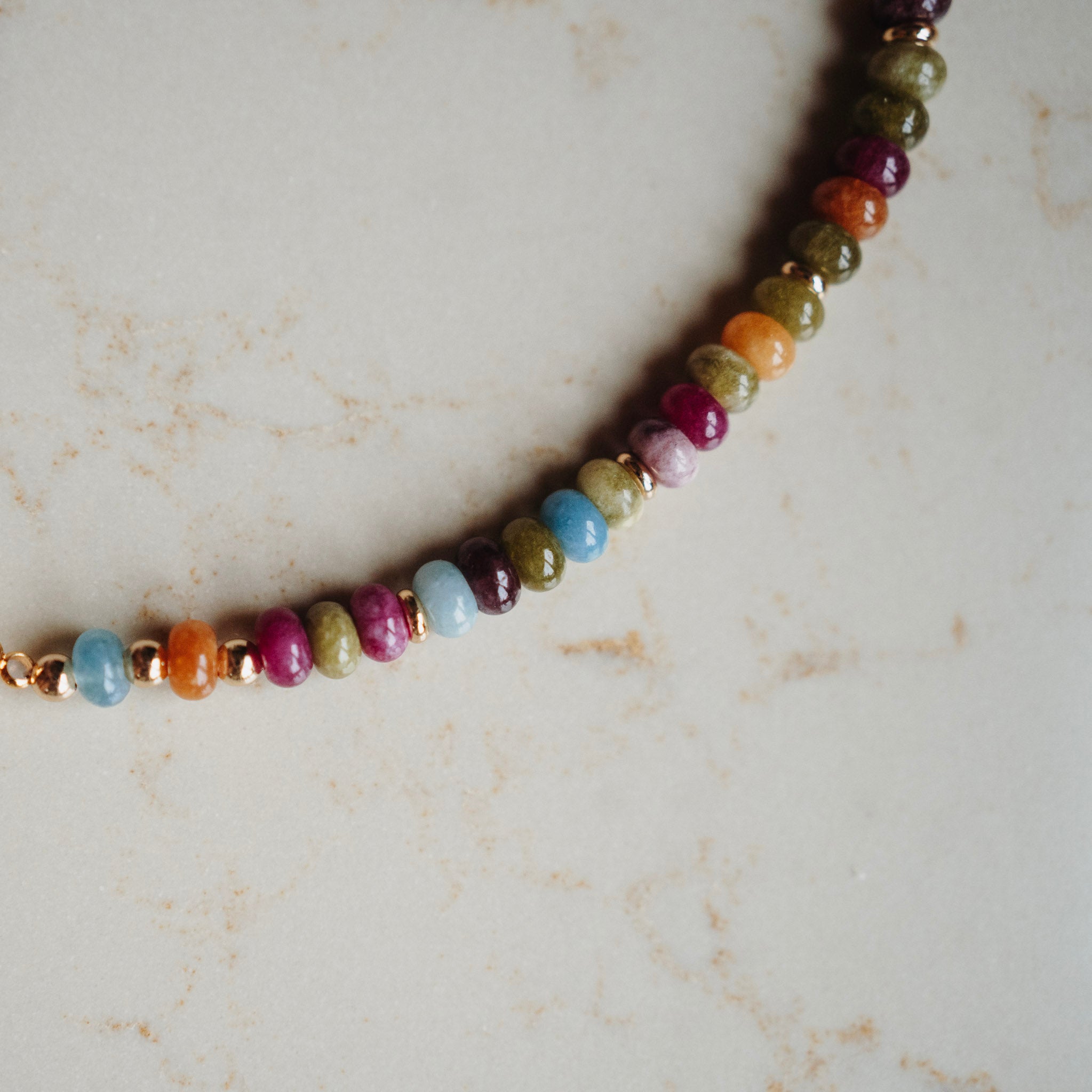 Collier Norah - Echte Jade - Multicolor rondel
