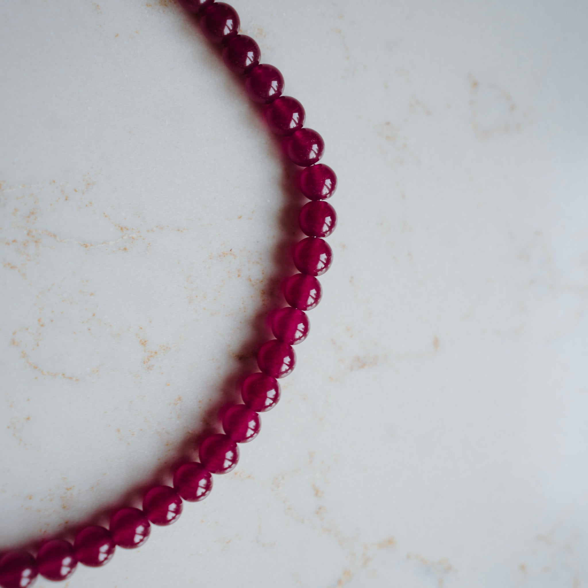 Collier Echte Jade - Rond Magenta
