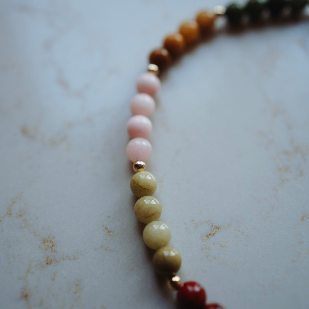 Collier Echte Jade - Rond Multicolor met kraal