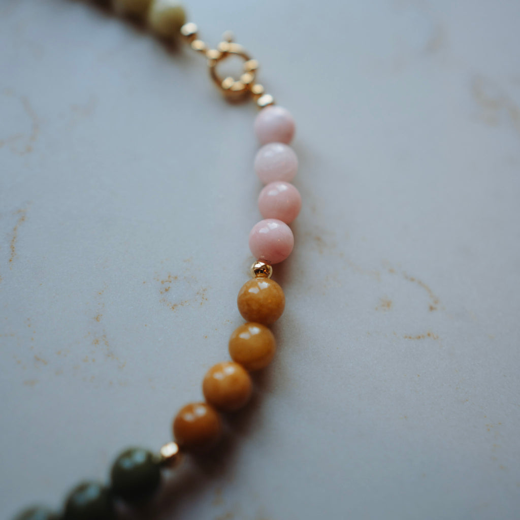 Collier Echte Jade - Rond Multicolor met kraal