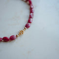Armband Echte Jade - Ovaal facet magenta