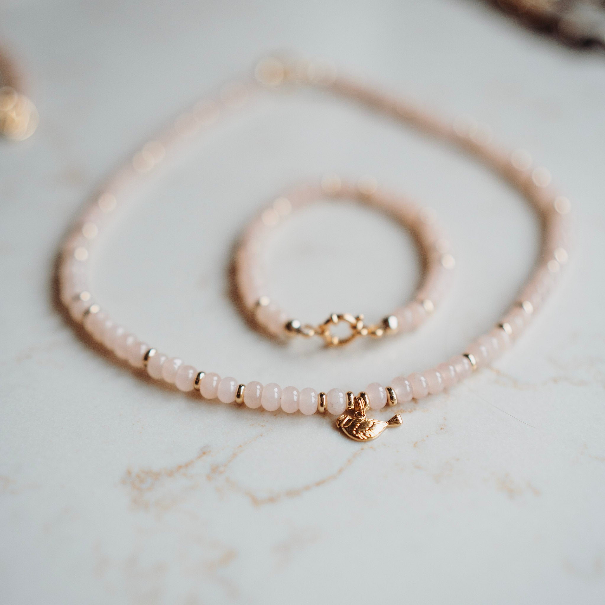 Collier Sarah - echte jade met MEESJE bedel