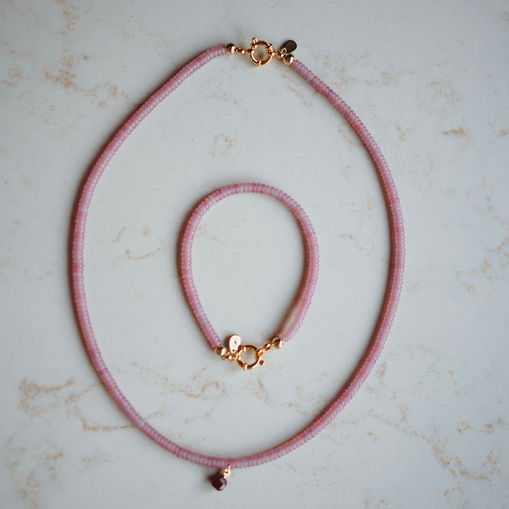 Armband Niene - echte jade roze