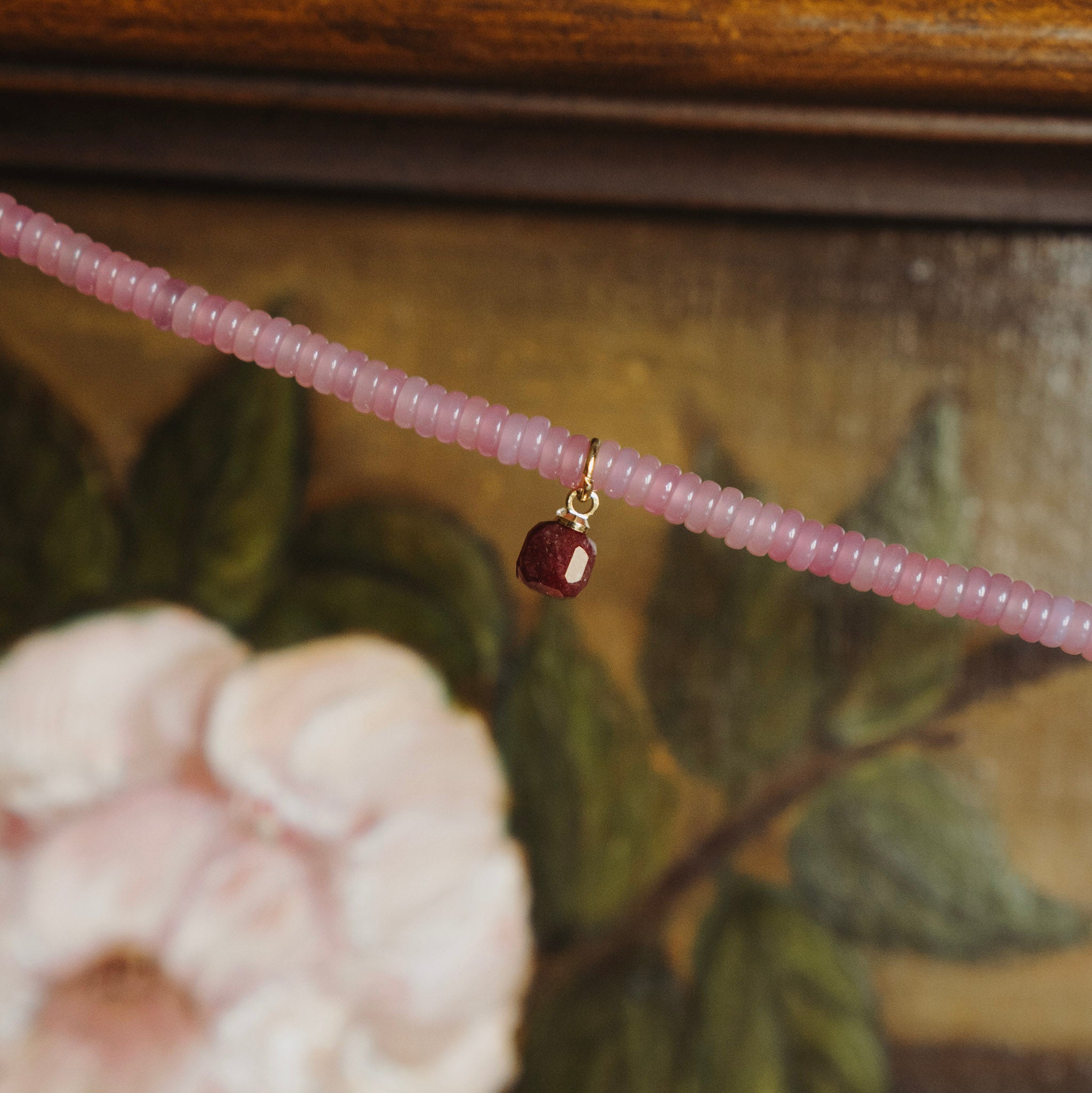Collier Niene - echte Jade met Toermalijn bedel