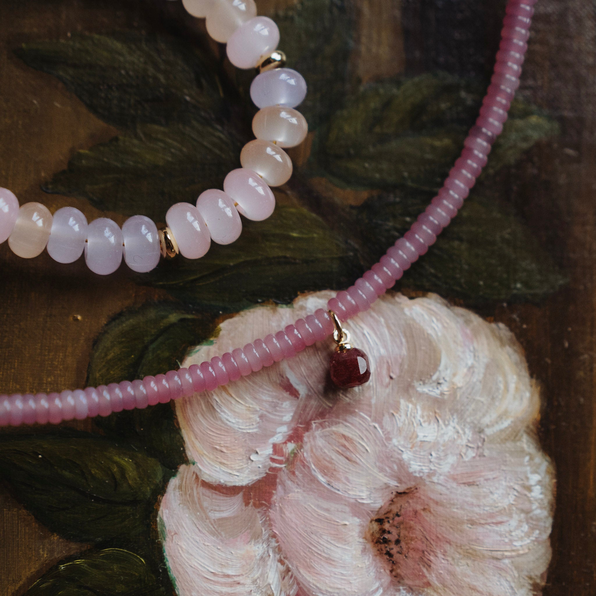 Collier Niene - echte Jade met Toermalijn bedel