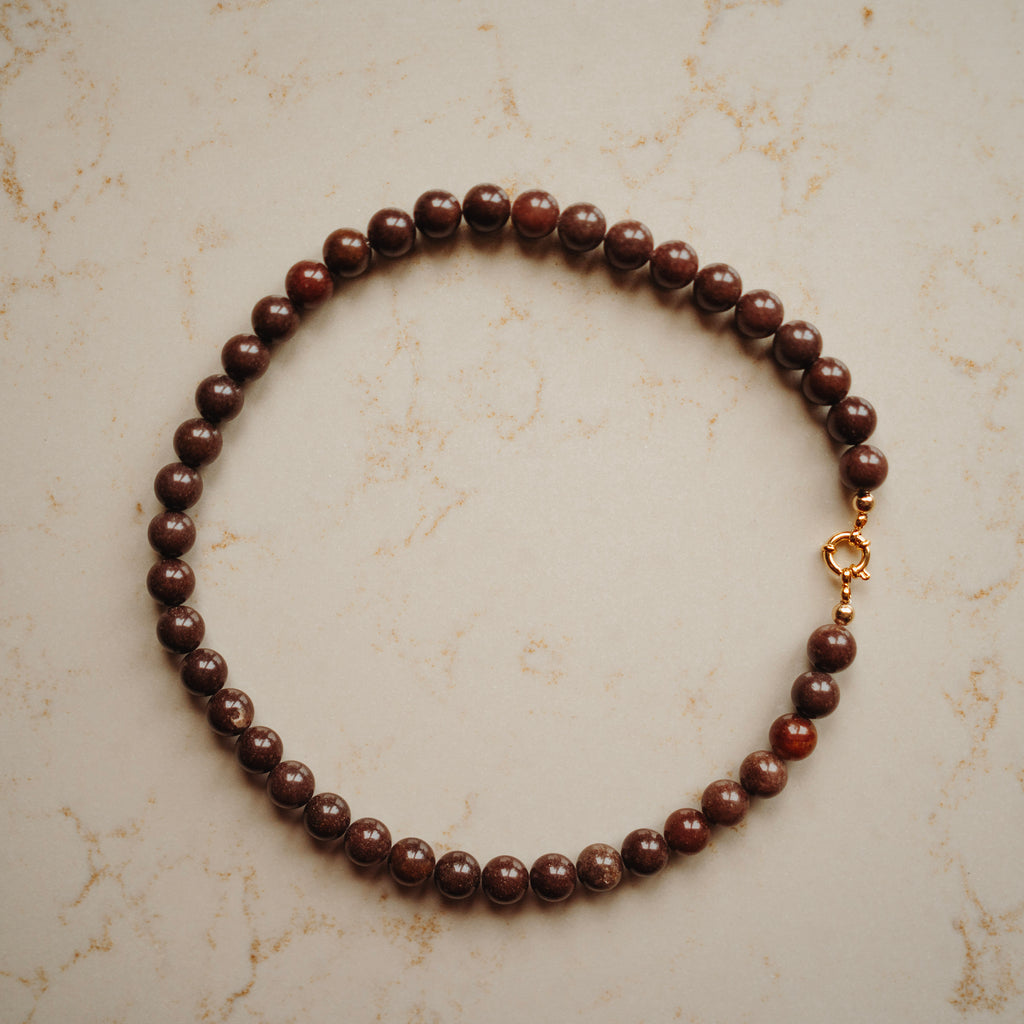 Collier Edelsteen Loesje - Aventurijn - rond bruin