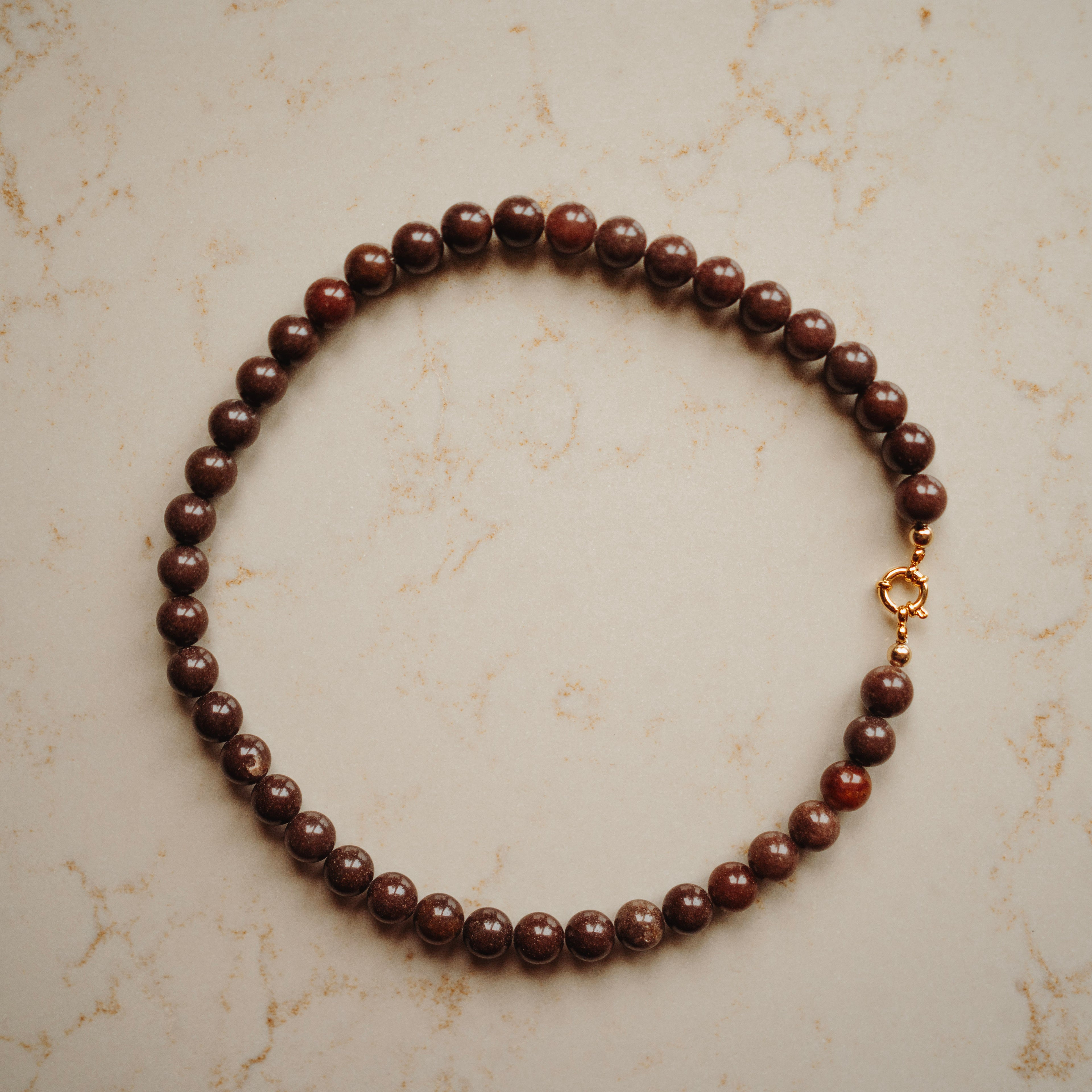 Collier Edelsteen Loesje - Aventurijn - rond bruin