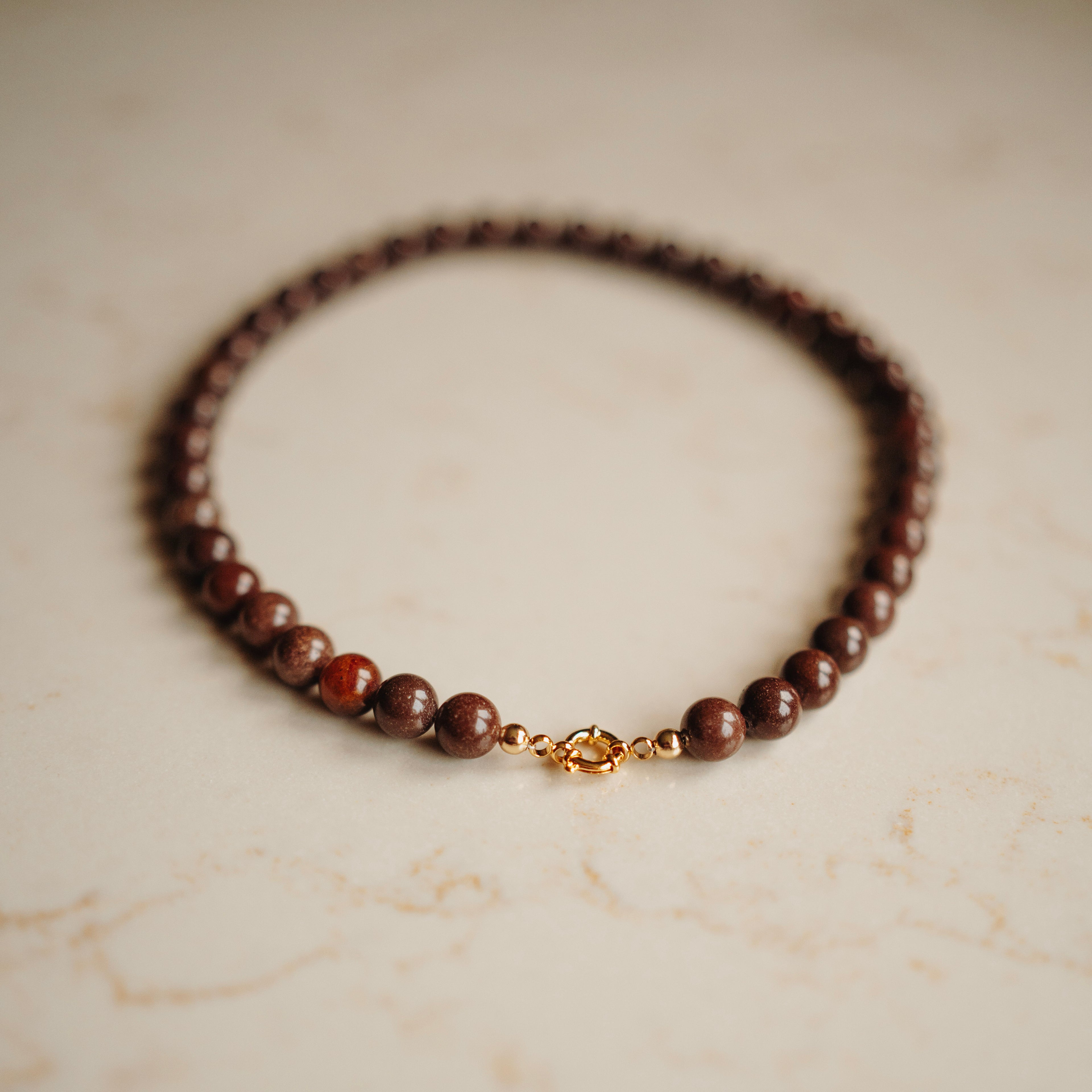 Collier Edelsteen Loesje - Aventurijn - rond bruin