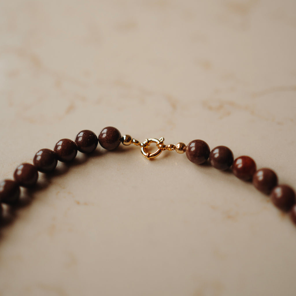 Collier Edelsteen Loesje - Aventurijn - rond bruin