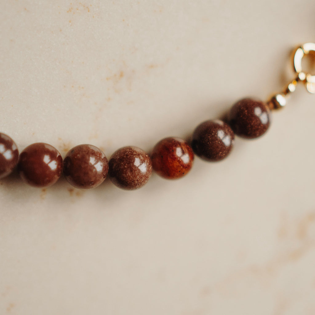 Collier Edelsteen Loesje - Aventurijn - rond bruin