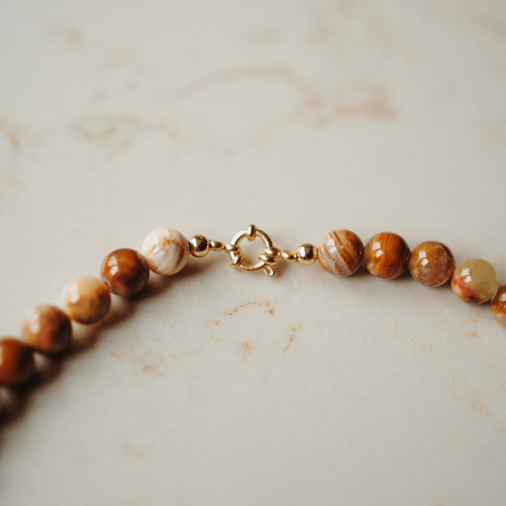 Collier Edelsteen Hanne- Woodlace Rond