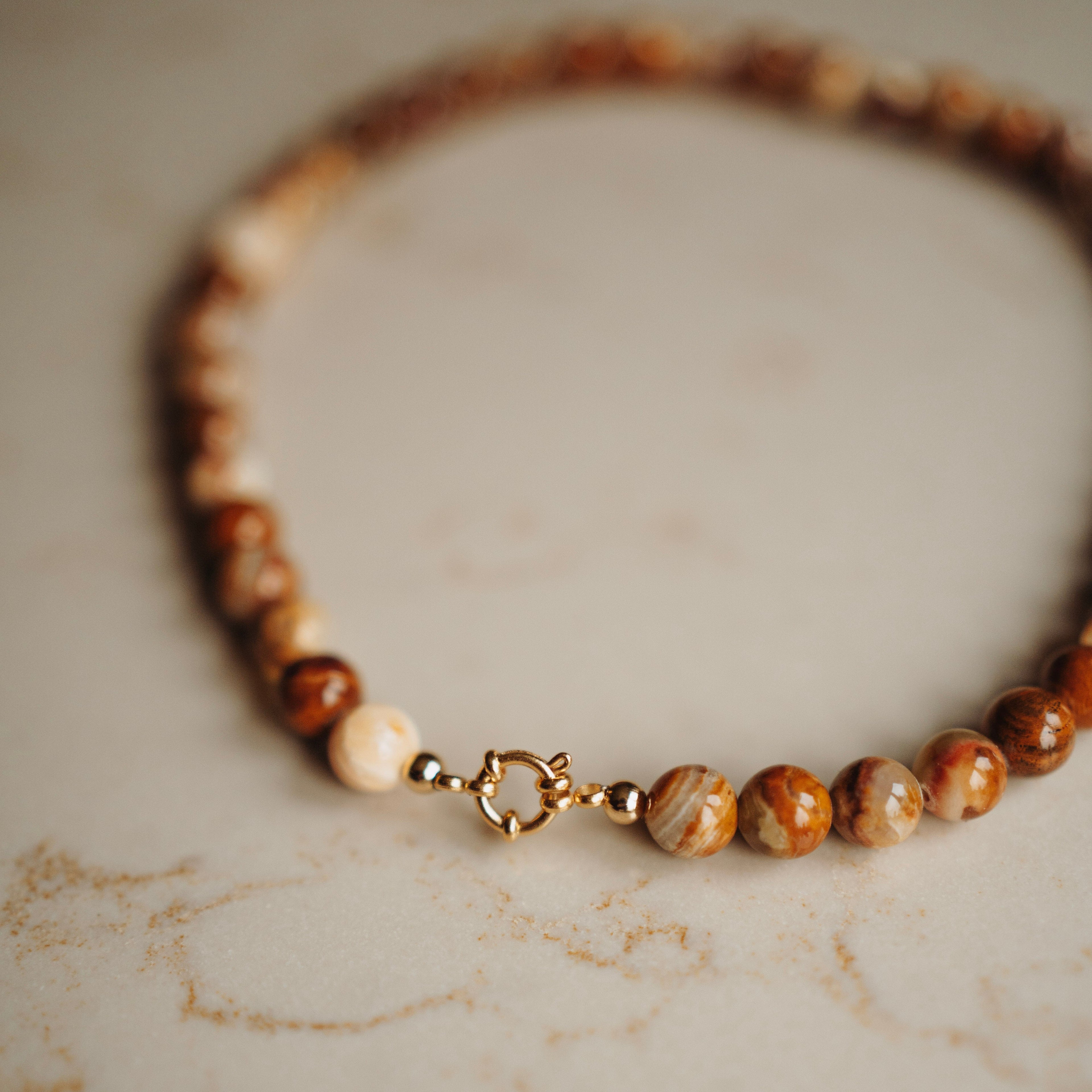 Collier Edelsteen Hanne- Woodlace Rond