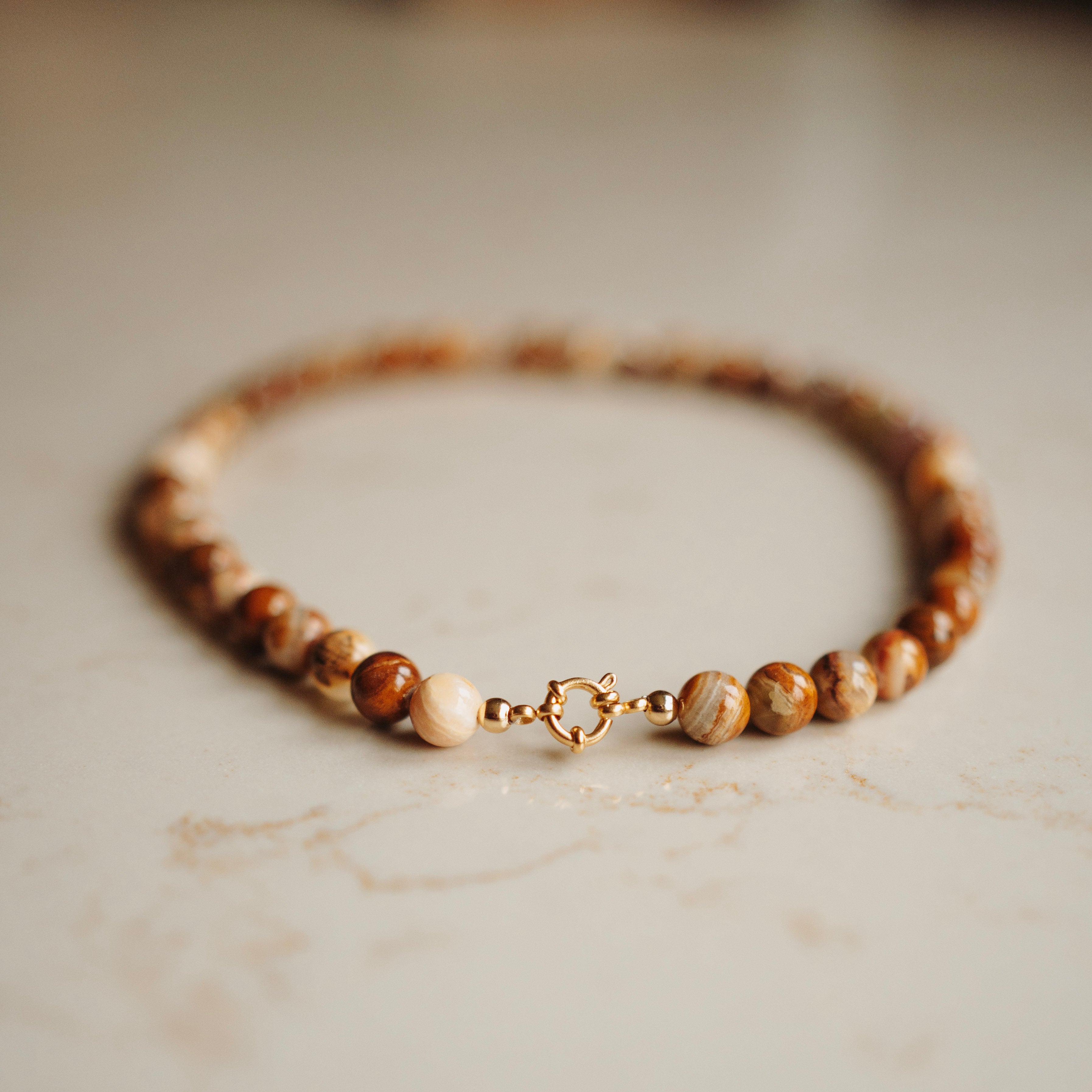Collier Edelsteen Hanne- Woodlace Rond