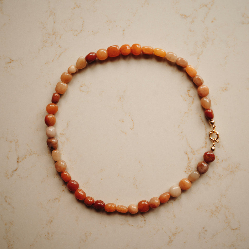 Collier Edelsteen Eva - Aventurijn - pebble oranjebruin