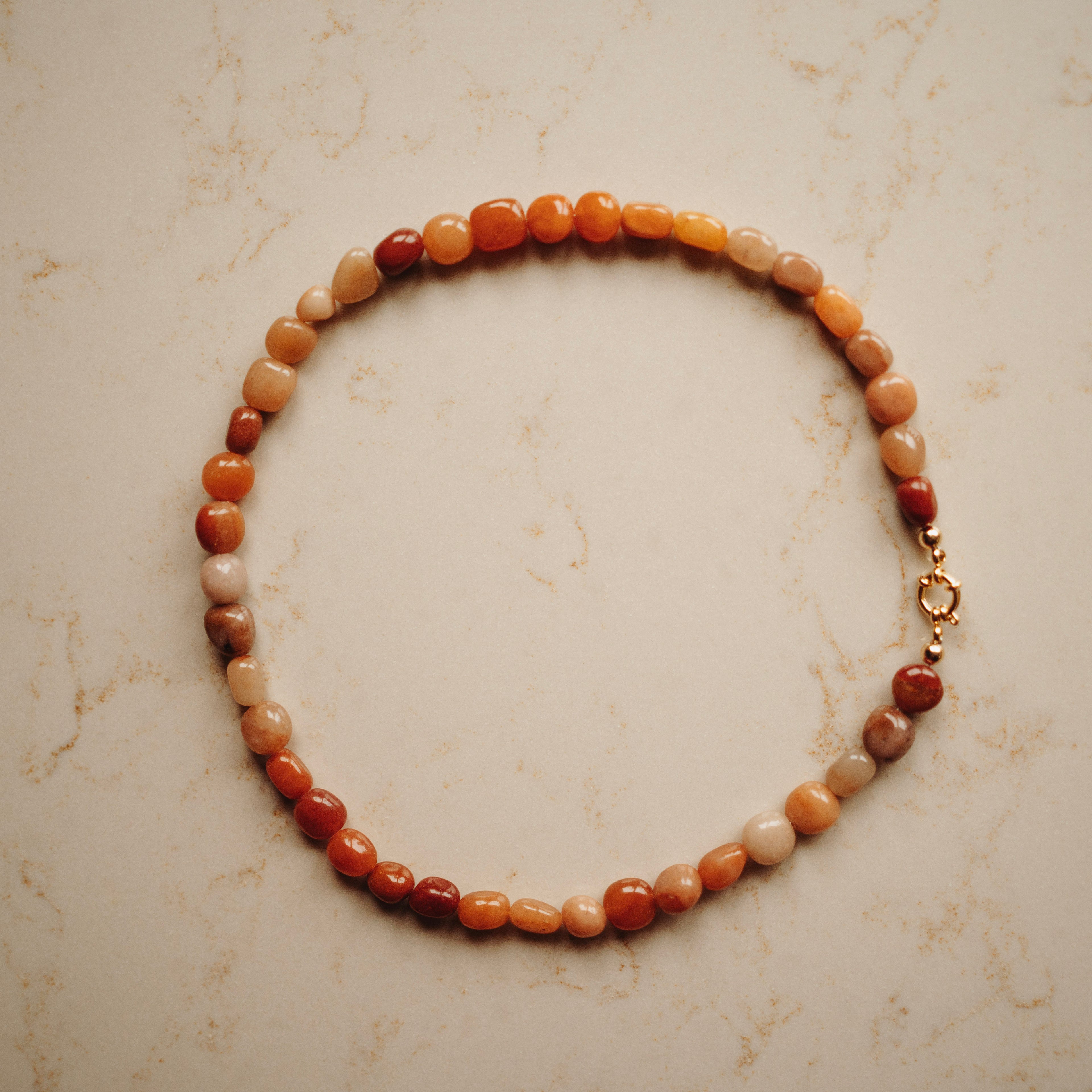 Collier Edelsteen Eva - Aventurijn - pebble oranjebruin