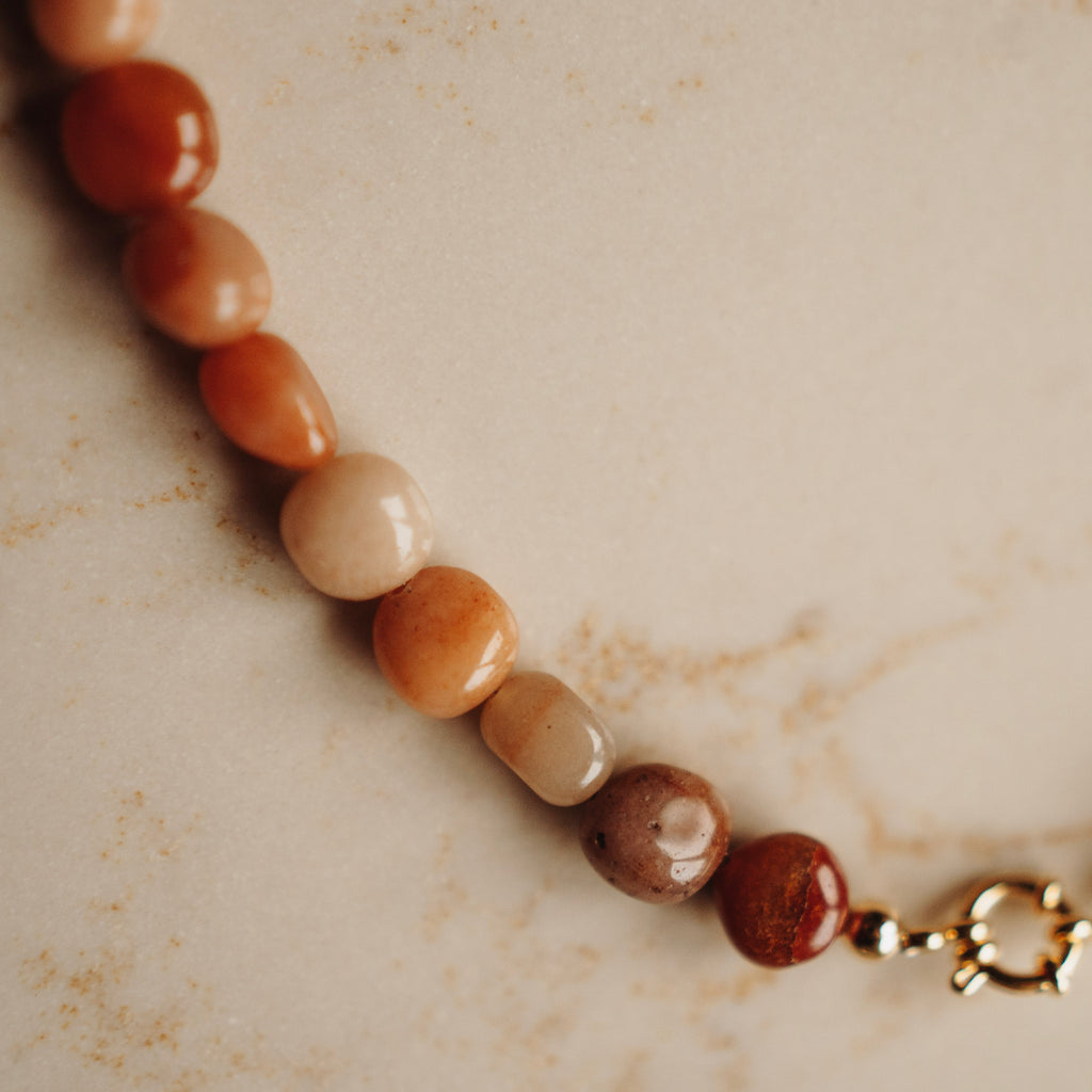 Collier Edelsteen Eva - Aventurijn - pebble oranjebruin