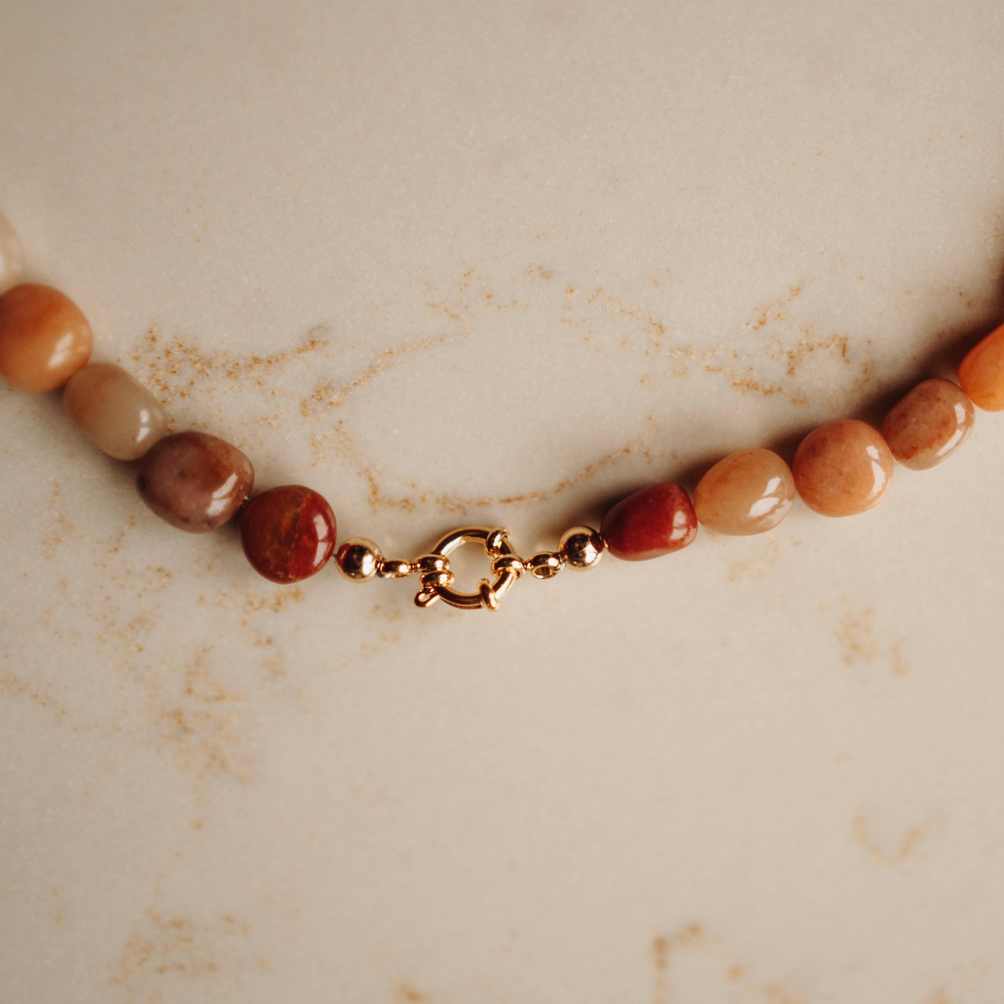 Collier Edelsteen Eva - Aventurijn - pebble oranjebruin