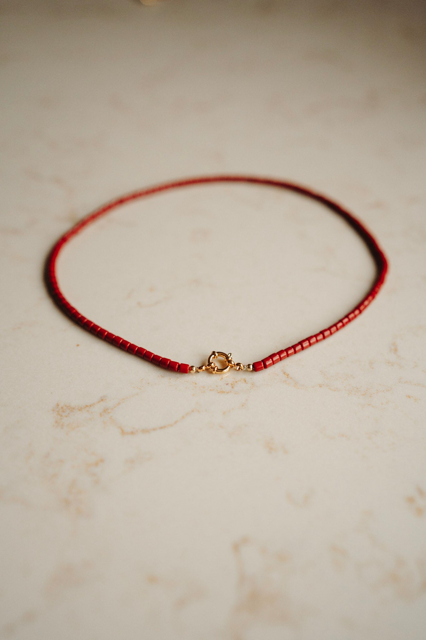 Collier Coral - Tube Vintage Red