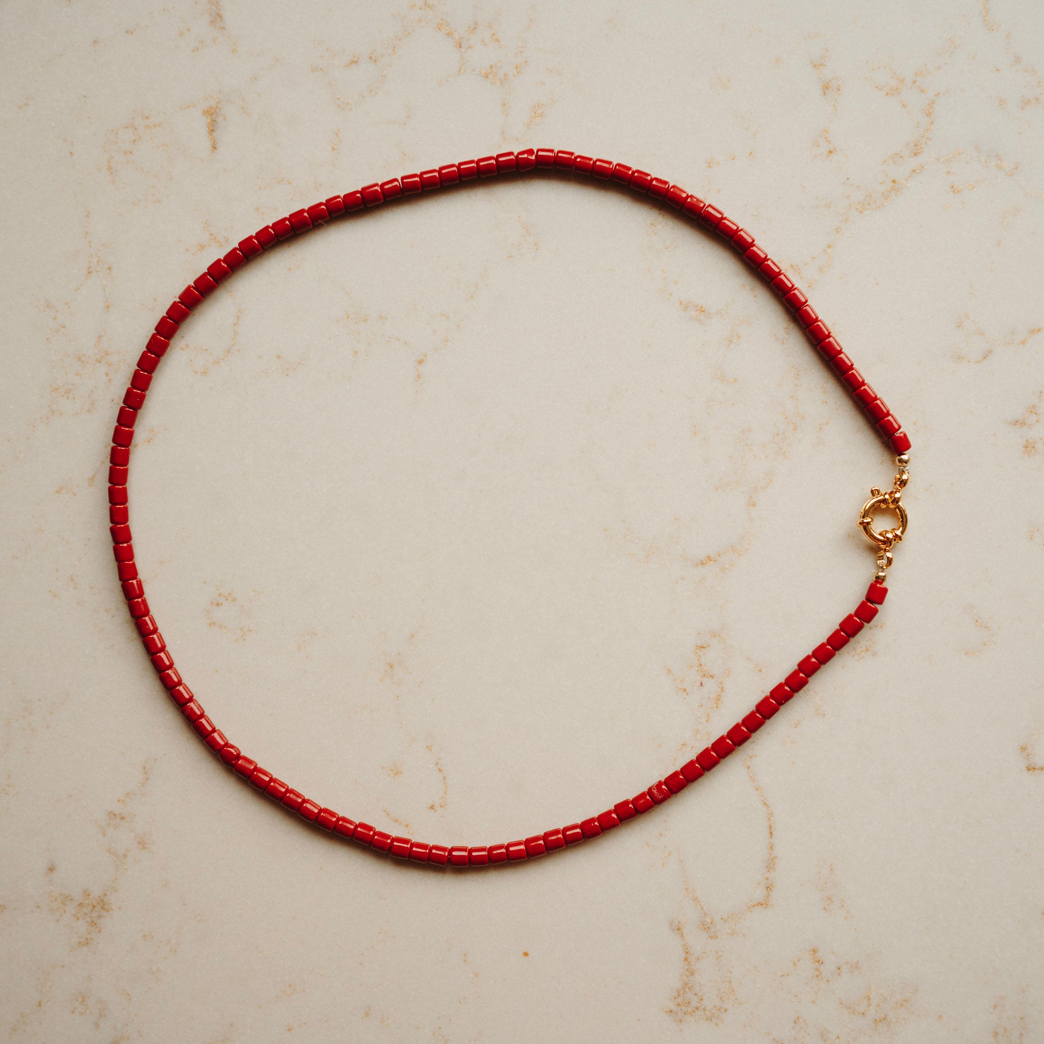 Collier Coral - Tube Vintage Red