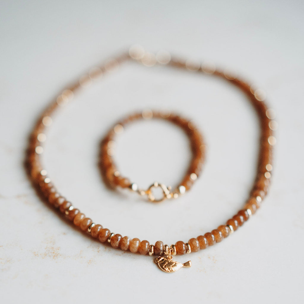 Collier Floor - echte jade met MEESJE bedel