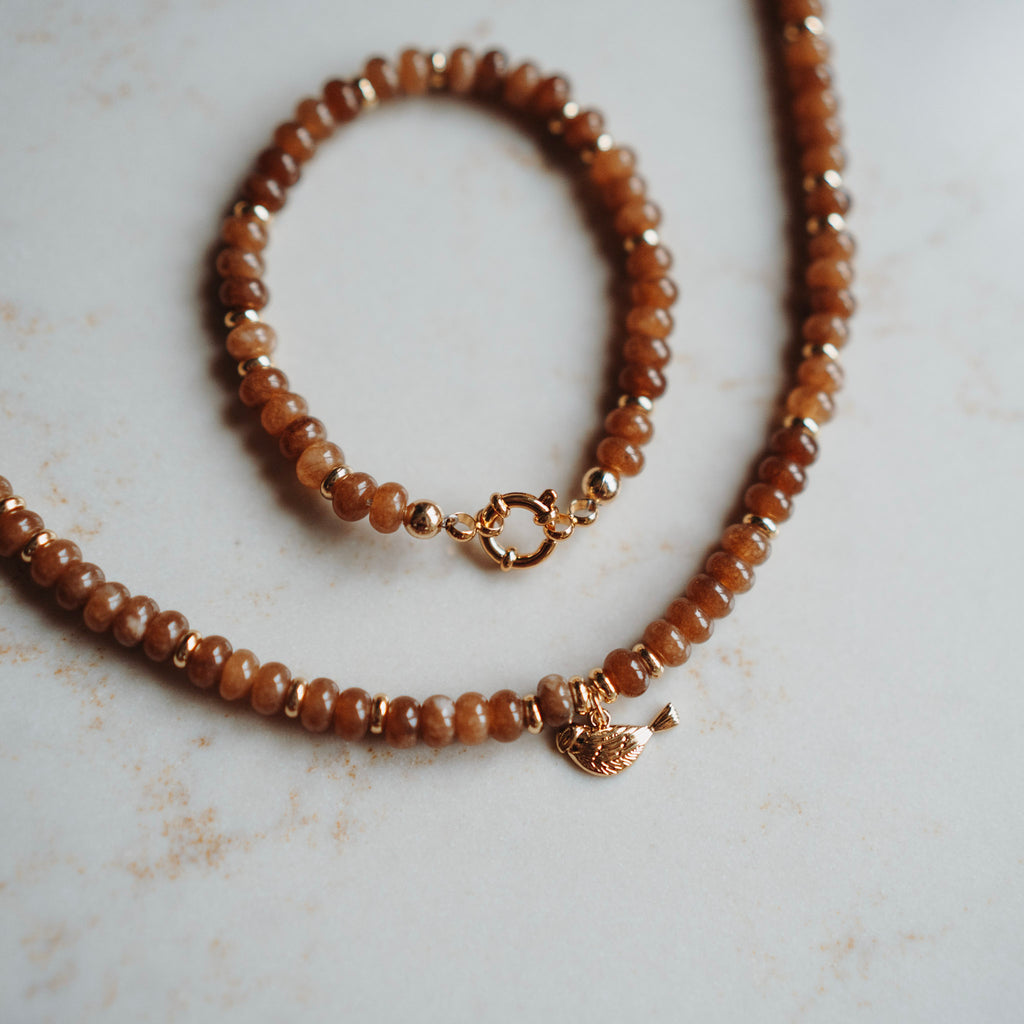 Collier Floor - echte jade met MEESJE bedel