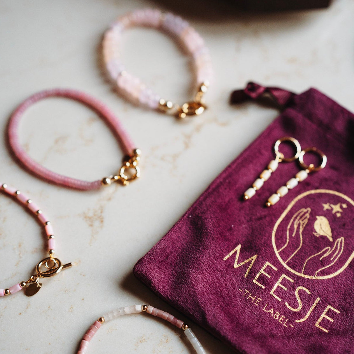 Armband Niene - echte jade roze