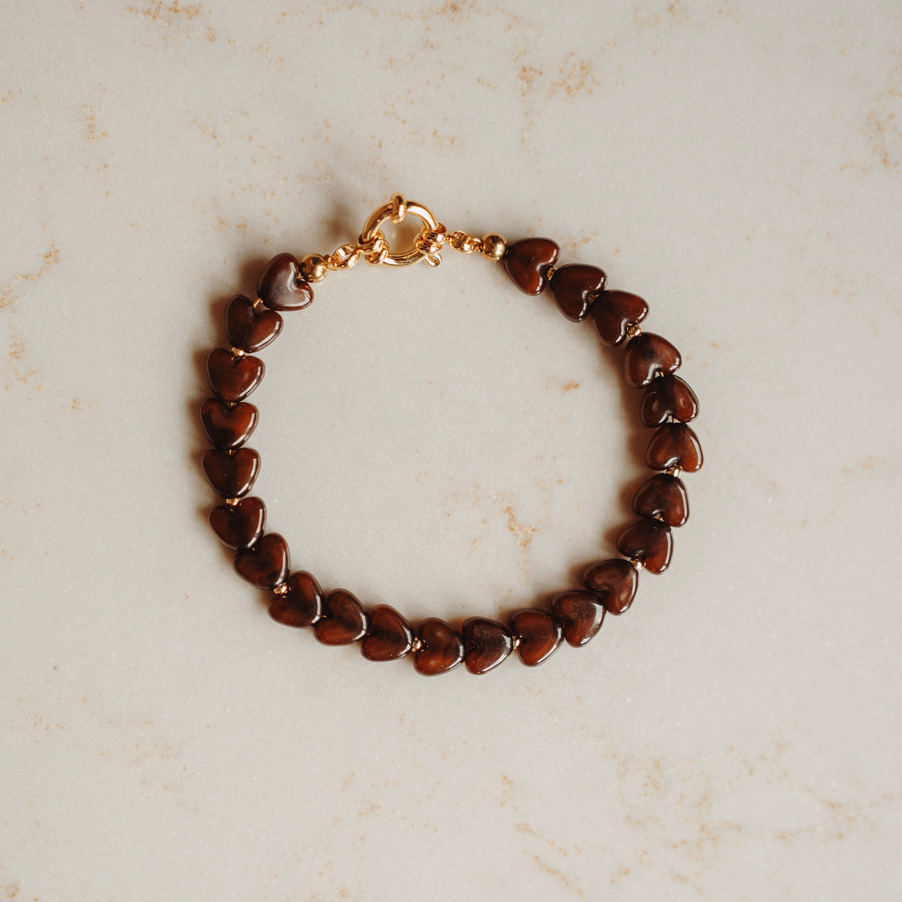 Armband Linda - hartjes bruin