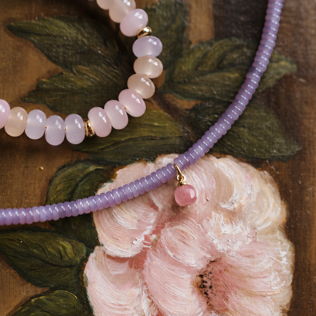 Collier Fiene - echte Jade met Toermalijn bedel